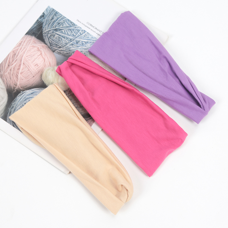 3 unids/set banda para el cabello diademas elásticas de torcidas cabeza cruzada envoltura banda para el cabello accesorios para el cabello para mujeres diadema Simple: YELLOW