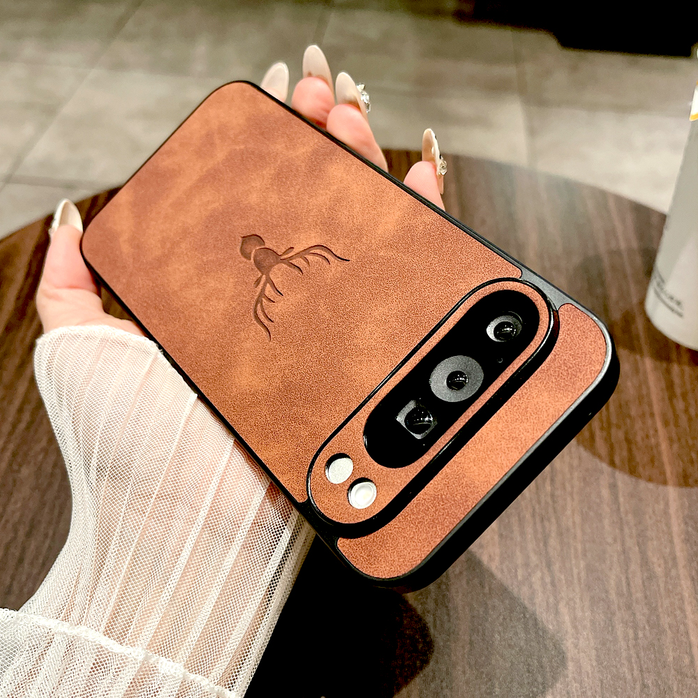 Retro Leather Case For Google Pixel 9 8 7 Pro XL A 9A 8A 7A 9Pro 8Pro 7Pro For Pixel 9 8 7 Pro XL A 9A 8A 7A Phone Retra Cover: Denim / Brown