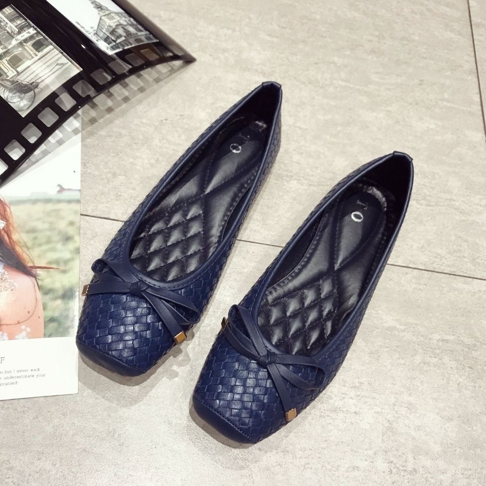 2024 frühling Sommer Ballerinas Frauen Einzelnen Schuhe Elegante Flache Damen Schwarz Blau Plus Größe 41 D061