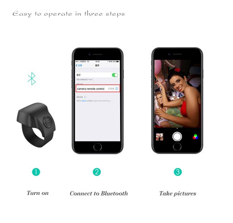 Bluetooth Selfie Anti-Schudden Snoep Kleuren Controle Foto Gevoelige Reactie Zonder Vertraging Oplaadbare Lithium Batterij Wearable