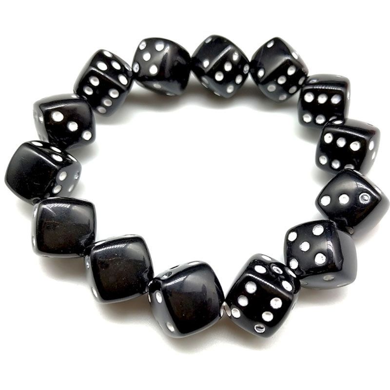 Colorful Acrylic Dice Beads Stretch Bracelets Funny Game Lucky Dice Bracelets AXYD: BK