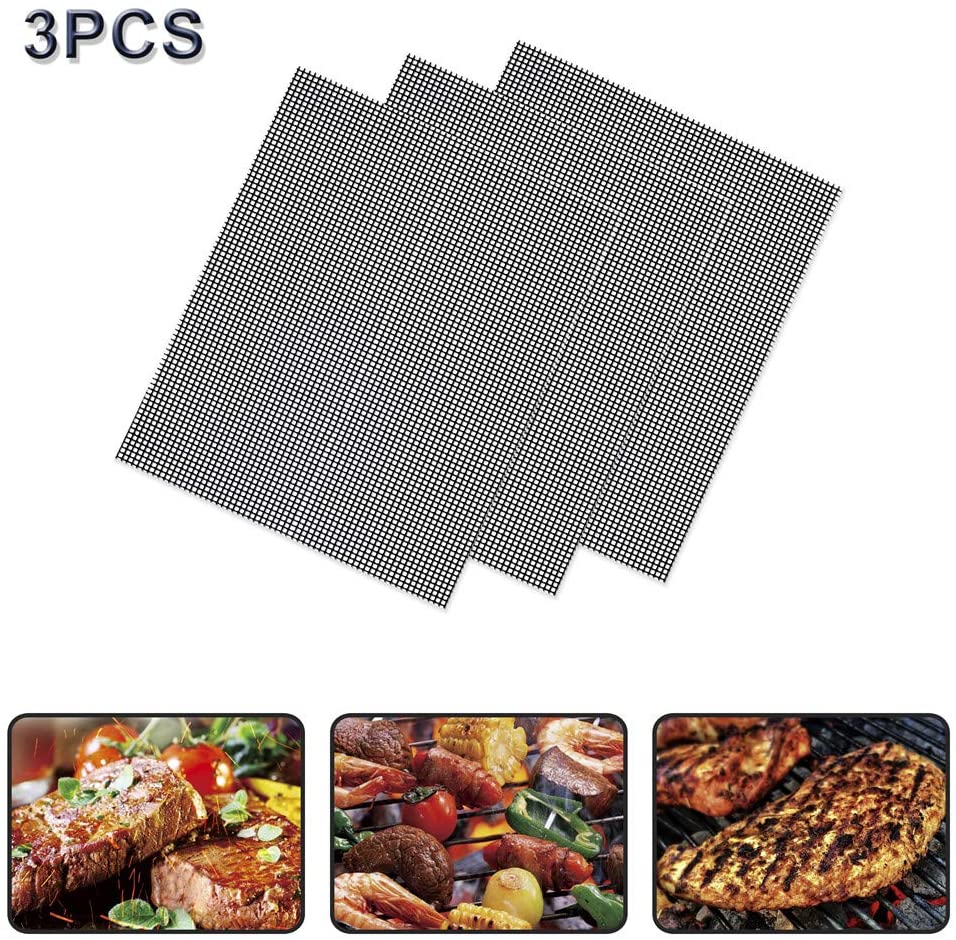 5 PC 40X33CM Reusable Barbecue Grill Mesh Mat Non-stick Kitchen Cooking Smoker BBQ Mat Grill Pad Liner BBQ Accessories: 3PC / 40x33cm
