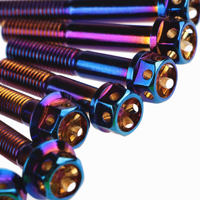 304 stainless steel screw electroplating M6 M8 outer hexagonal hollow flange head burnt titanium burnt blue electric motorcycle