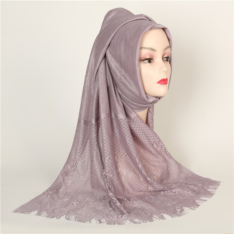 Solid blonde hovedbånd nieuwe vinter sjaal vrouwen elegante blomsterprint hule ud sjaals en wraps femme hijab pashmina