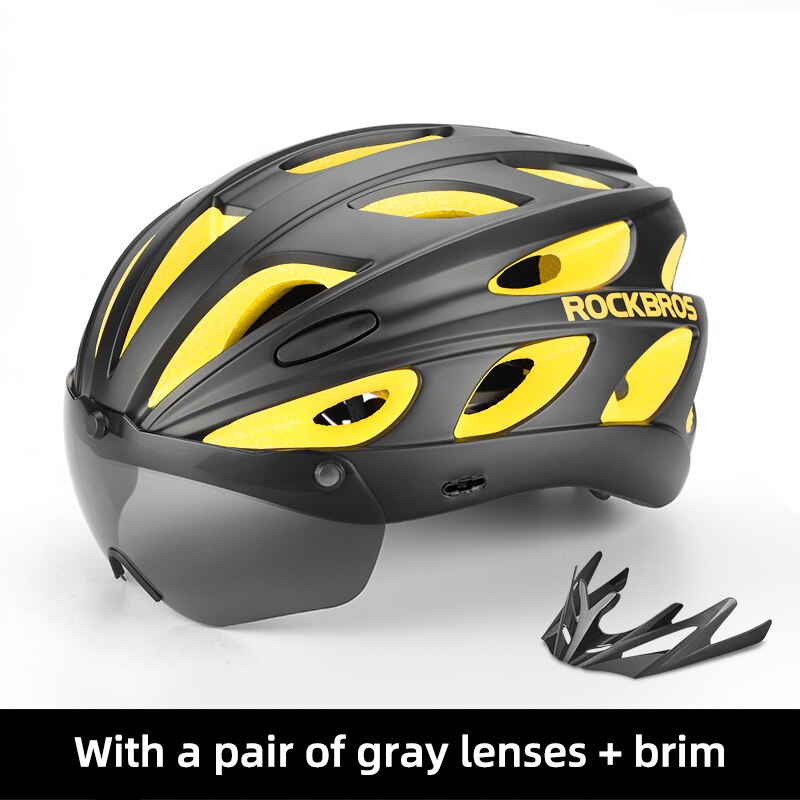 Rockbros Fiets Helm Eps Integraal Gegoten Ademend Fietshelm Mannen Vrouwen Goggles Lens Mtb Racefiets Helm Accessoires: TT-16-BY