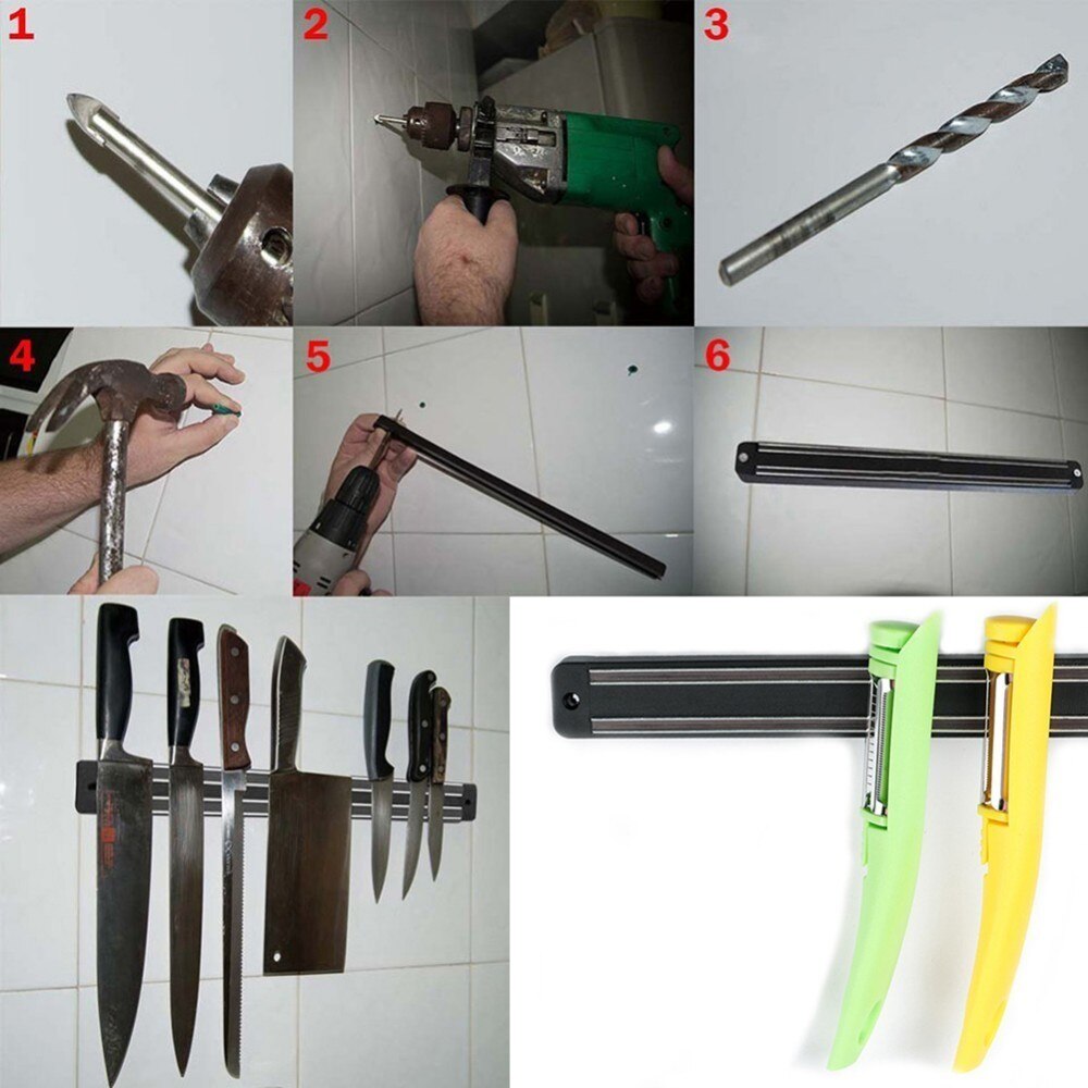 20/33/38/48cm Magnetic Knife Holder Wall Mount Black ABS Placstic Block Magnet Knife Holder For Metal Knife