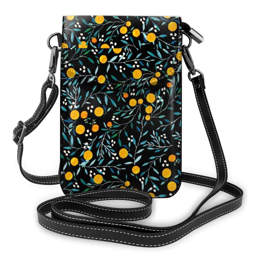 Oranje Schoudertas Oranje Cocktail Celestial Lederen Tas Multifunctionele Student Vrouwen Tas Patroon Crossbody Purse: Oranges On Black