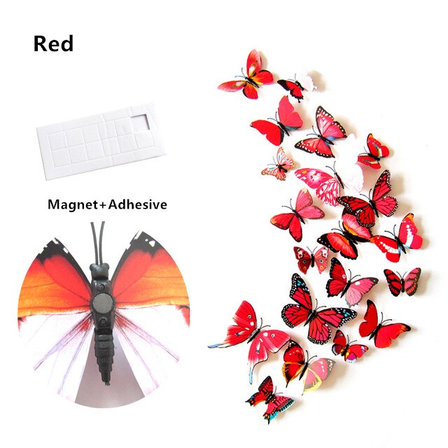 12 stuks bloemen vlinder diy decoratie stickers kinderen diy knutsel thuis feest decoratie kamer muurkunst: F
