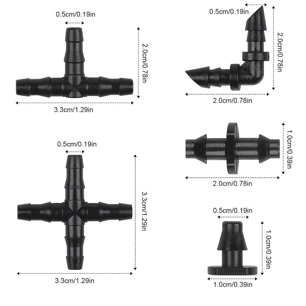 100pcs Drip lrrigation System Accessories lrrigation Drip 1/4inch Tube Flower Pot Vegetable Garden Lawn Water Hose Fitting