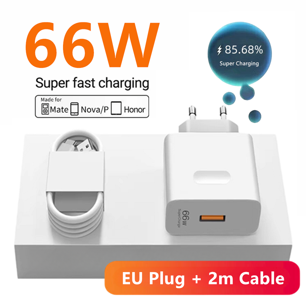 Chargeur USB Super rapide 66W, pour Huawei Mate 40 50 P50 P60 Nova 10 Honor 90 100 X8b Magic 5 Lite 6 Pro Type C, câble de chargement 6A 2m: DE