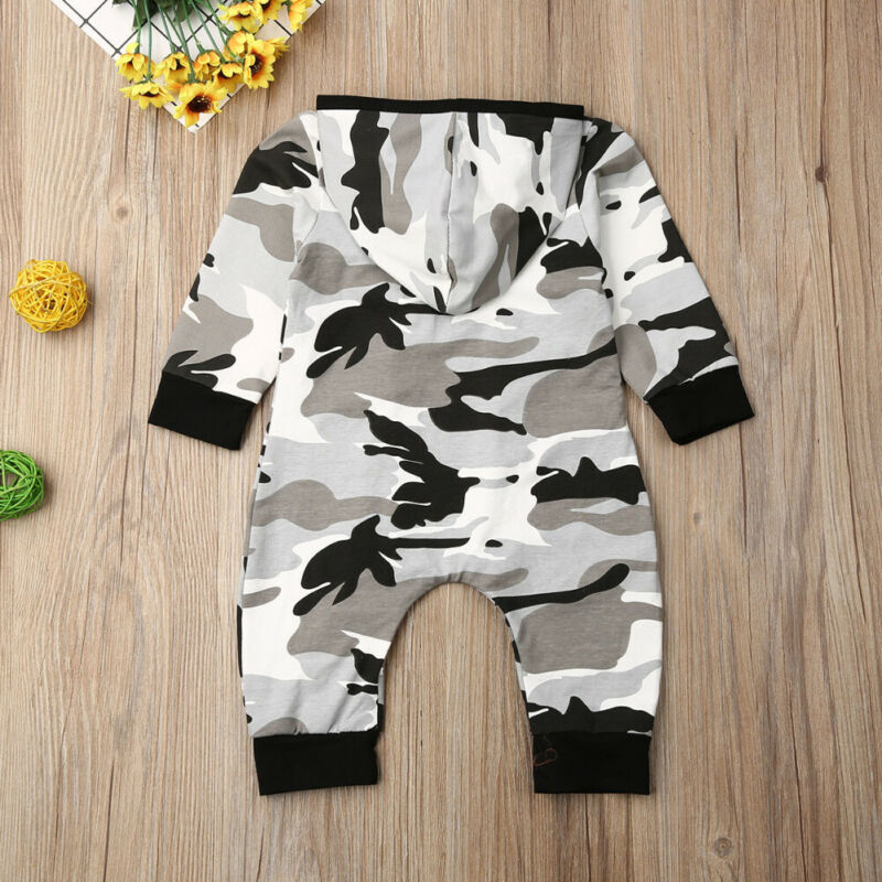 Emmababy Baby Boy Kleding Lange Mouw Camouflage Print Rompertjes Warm Lente Herfst Katoen Hooded Romper Playsuit Kleding