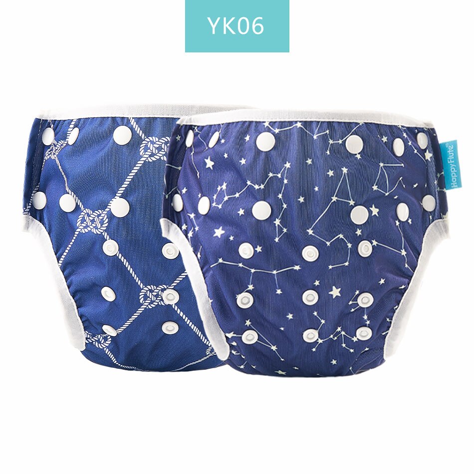 Happy Flute – couche-culotte ajustable en tissu réutilisable pour bébé, 2 pièces, housse lavable, pour l'été, pantalon de piscine: YK06