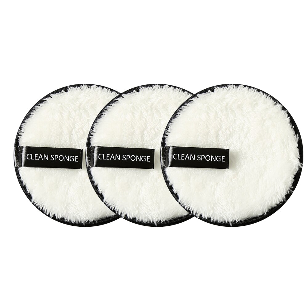 4Pcs Microfiber Cloth Pads Facial Makeup Remover Puff Face Cleansing Towel Reusable Cotton Double Layer Nail Art Cleaning Wipe: 3pcs- white