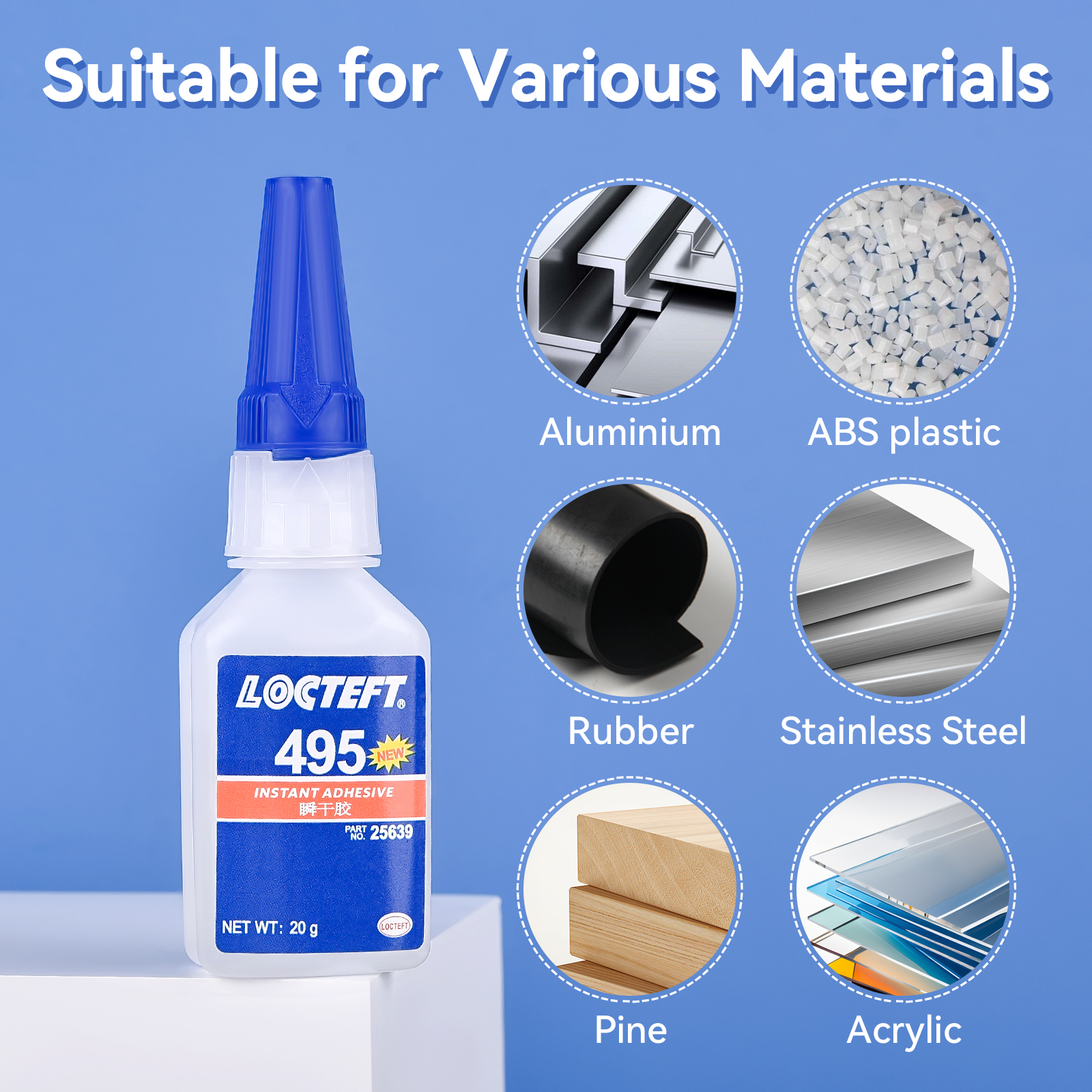 20g 401/403/406/495/496/460 superlim direkt snabbtorkande universallim läder gummi trä metall stark bindning flytande lim
