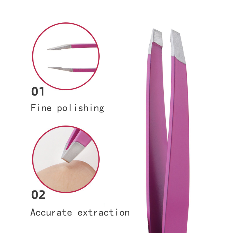 Eyebrow Tweezers Stainless Steel Slant Tip Hair Removal high-precision stainless steel eyebrow tweezers for facial hair Makeup T