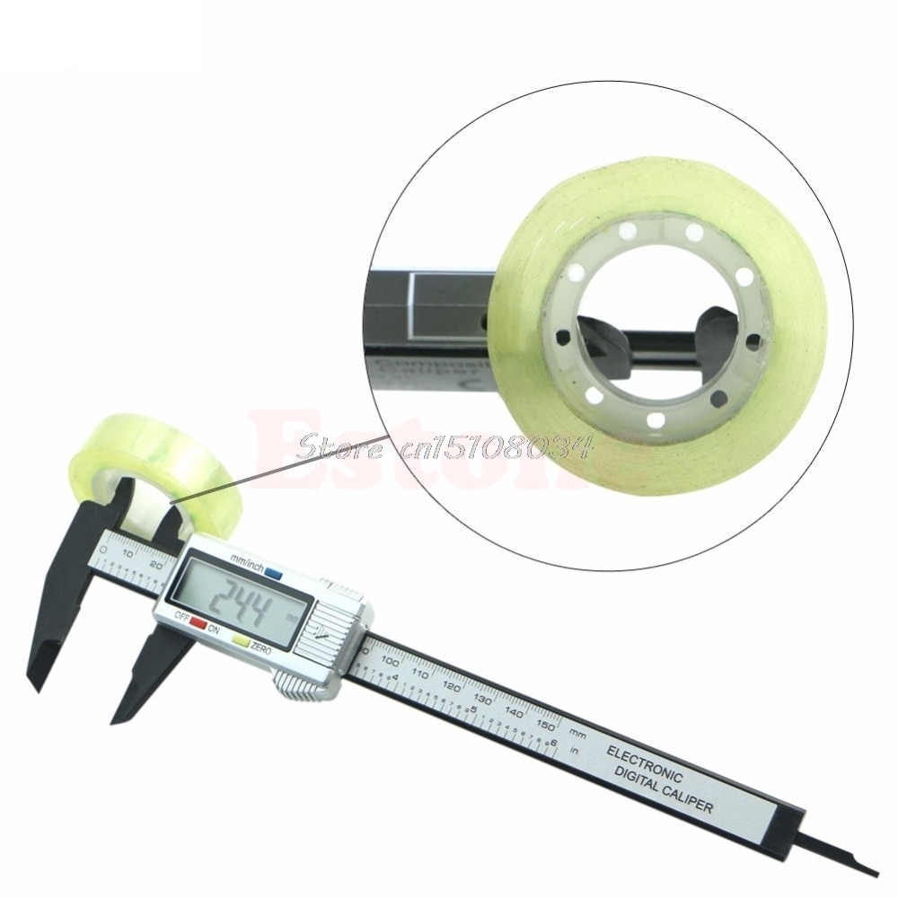150mm 6" LCD Digital Electronic Carbon Fiber Vernier Caliper Micrometer Gauge S08