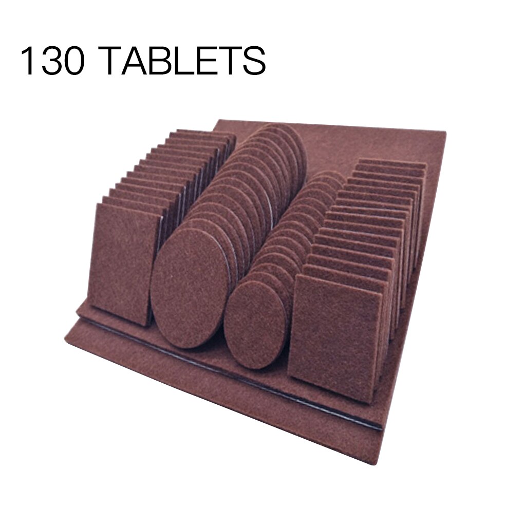 130/80 stk filt selvklæbende bord og stol fodpude møbler balance skridsikker anti-ridse pad træ hårdt gulv beskyttelse: Brun 130 stk