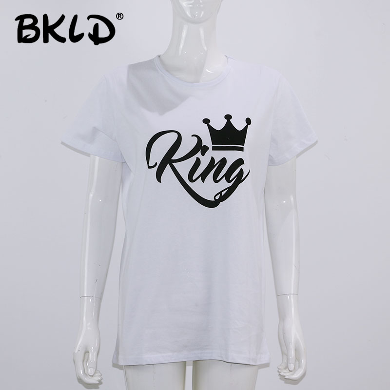 Bkld King Queen Koppels T-Shirt Met Kroonprint Paar Kleding Zomer T-Shirt Met Korte Mouwen 2024 Casual O-hals Tops Minnaars T-Shirt