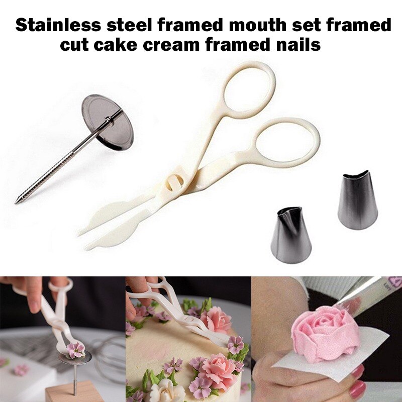 Baking Accessories Pastry Tools Cake Nails Set Icing Modeling Rose flowers Cake Buttercream Supplies Cake Scissors