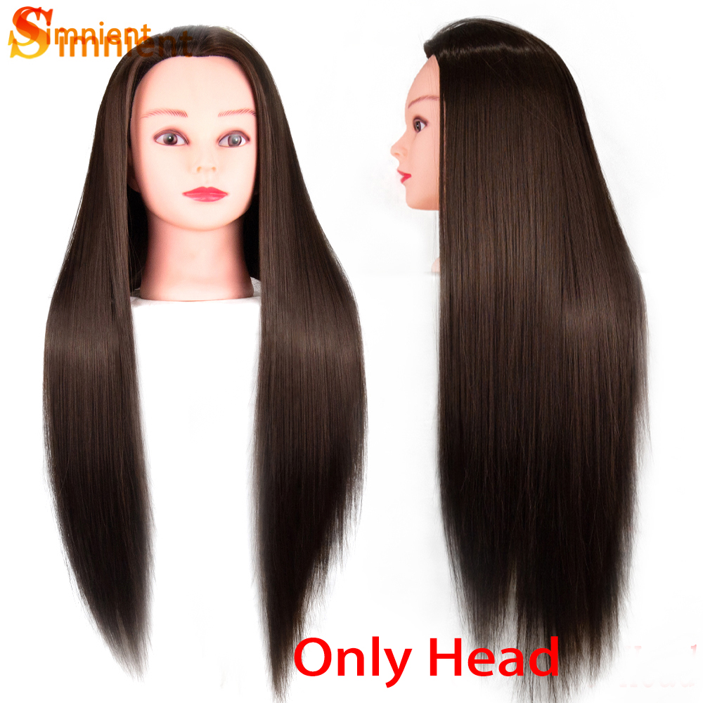 Female Mannequin Head With Synthetic Hair For Hair Training Styling Solon Hairdresser Dummy Doll Head For Practice Hairstyle: black