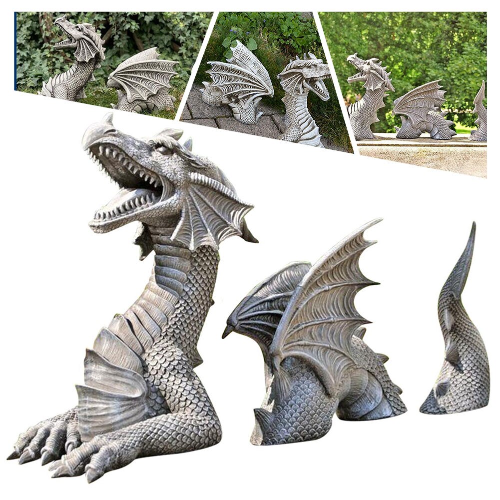 Grote Draak Gothic Tuin Standbeeld Decoratie Accessoires Sculpturen Hars Ornament Voor Tuin Outdoor Achtertuin Decoratie