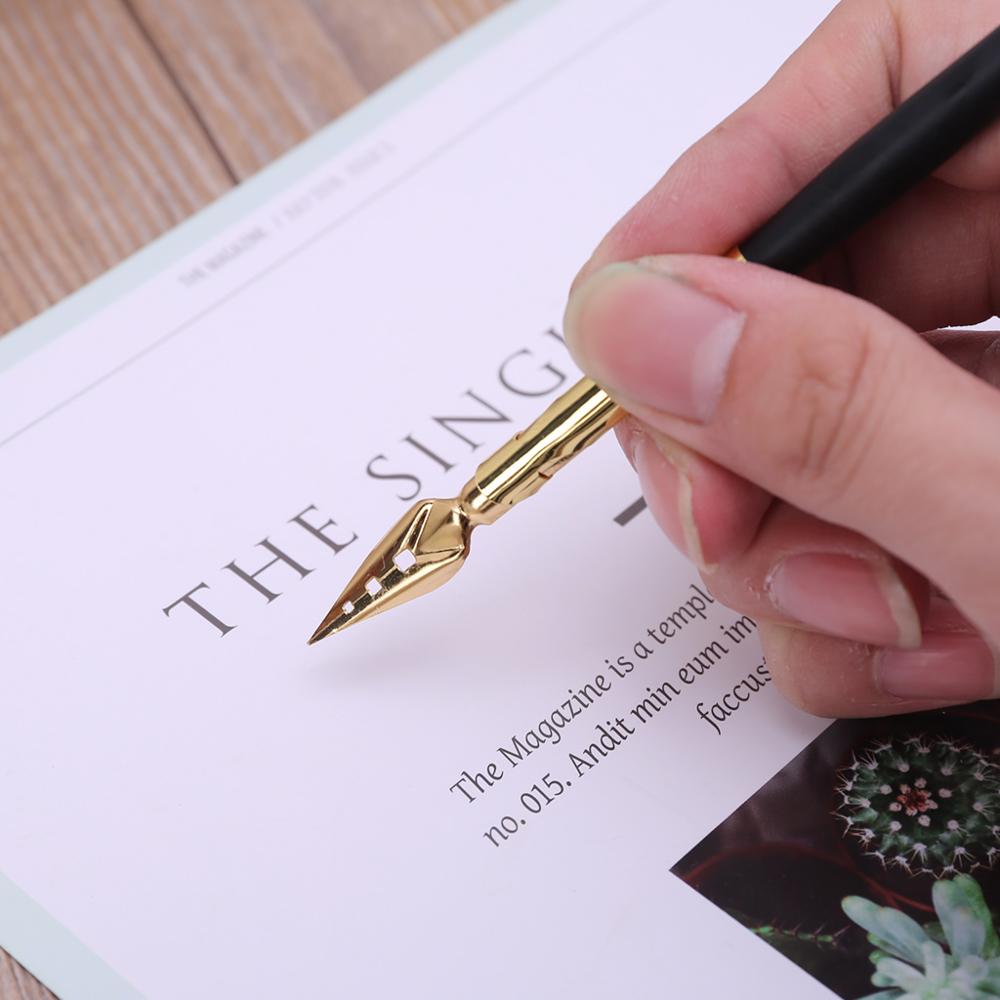 Caligrafía dibujo Dip Ink Nib Pen Set firma escritura antigua elegantes M17F