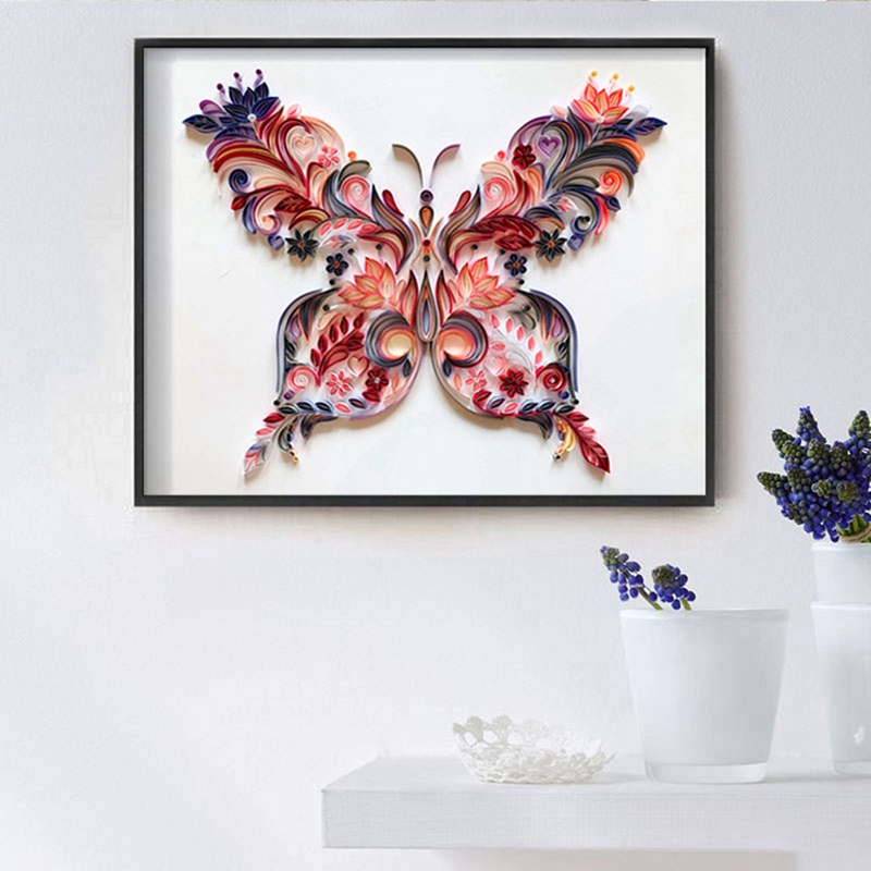 Quilted Paper Painting Handmade Crafts A4 Paper DIY Butterfly Craft Paper Flower and Butterfly Decoration Set