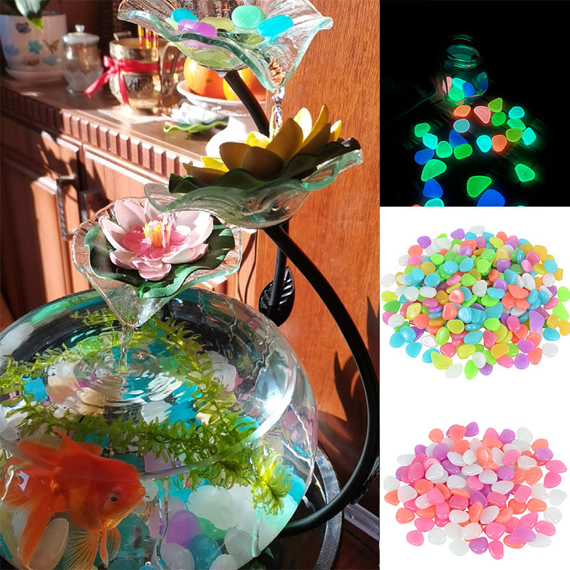 25/50Pcs ciottoli luminosi pietra che si illumina al buio fai da te casa serbatoio di pesce vaso di fiori Decor percorso da giardino decorazione di ciottoli