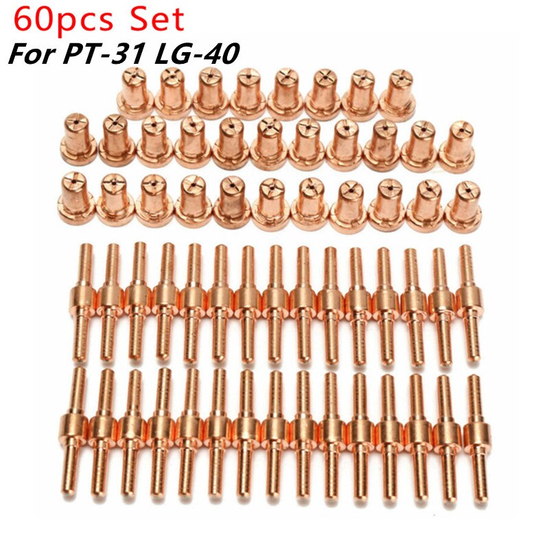 85Pcs Air Plasma Cutting Tips For LG-40 PT-31 Cutter Consumables CUT-40 CUT-50D CT-312 Swirling Rings Electrode Shield Cups 40A: 60pcs