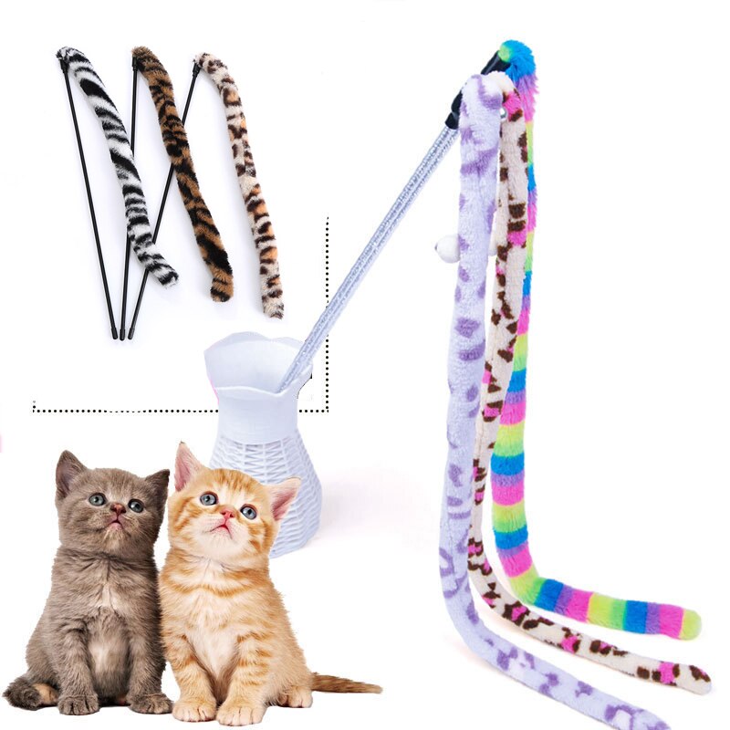 Varita de gato de juguete con plumas para gatos, juguete interactivo para gatos, varita de colores, suministros de Gato, accesorios para gatos