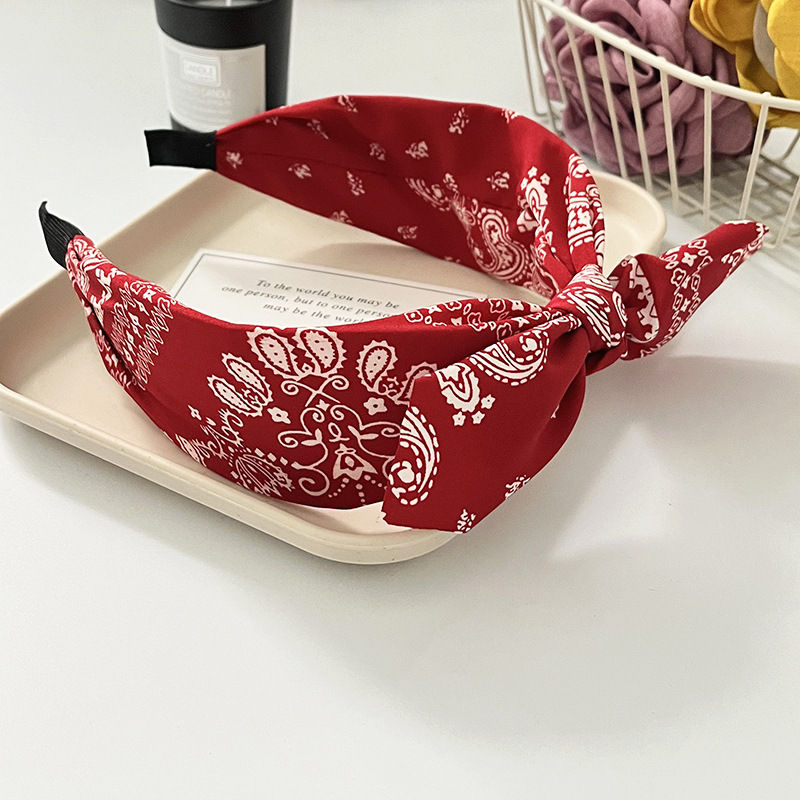 Paisley bandana hårbånd til kvinder topknyttet sløjfe pandebånd sød kaninøre turban hovedbind hårbånd pigetilbehør: Sølv