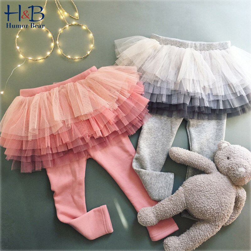 Humor Beer Katoenen Baby Meisjes Leggingstoddler Gradient Mesh Culottes Broek Ballet Broek Voor Kinderen Winter Warme Comfortabele