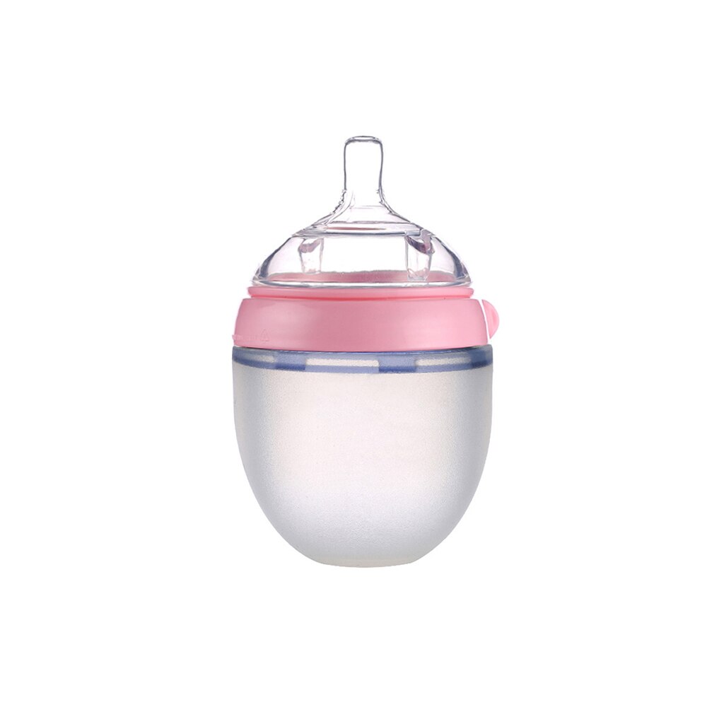 150ml & 250ml baby modermælk flaske bred hals blød silikone fodring container spædbarn drikke vandflaske børn ammende flasker: Lyserød 150ml