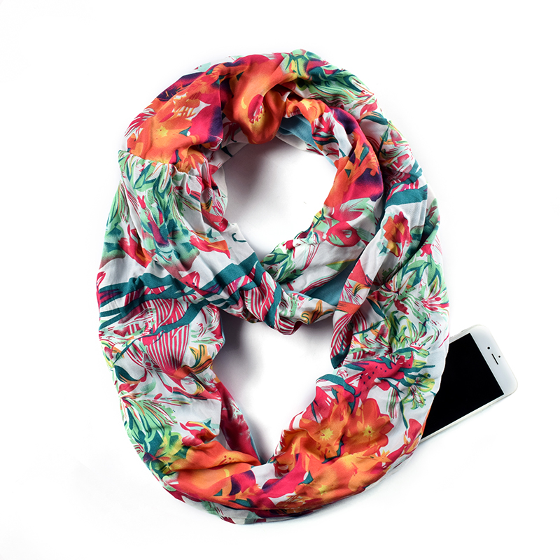 Infinity Scarf Wrap with Secret Hidden Zipper Pocket, Best Travel Scarfs AA10306: AA10306 red