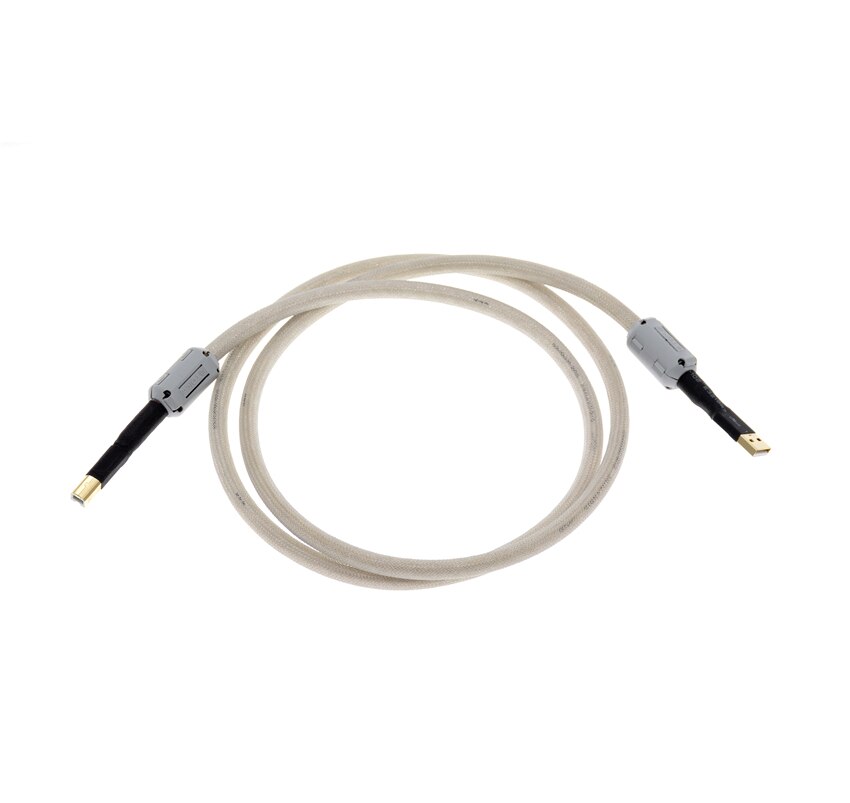 HiFi USB Cable (A-B) DAC Decoder Printer Data cable Silver plated 4N OFC Signal Cable Rose Golden plated USB 2.0 double-layer