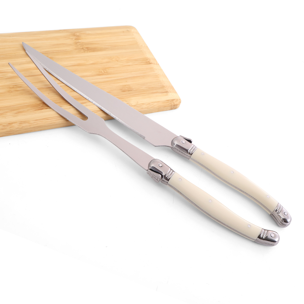 Juego de tenedor y cuchillo para tallar de acero inoxidable, parrilla para cortar barbacoa, herramientas para verduras, herramientas para servir ensalada, cuchillo de pavo, carne asada, tenedor