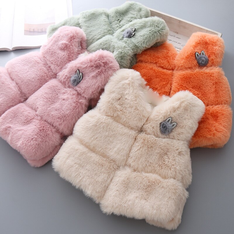 Baby Winter Bont Vest Kinderen Warme Jas Voor Meisje Kids Faux Fur Vest Mouwloze Bovenkleding 2 3 4 jaar Kleding