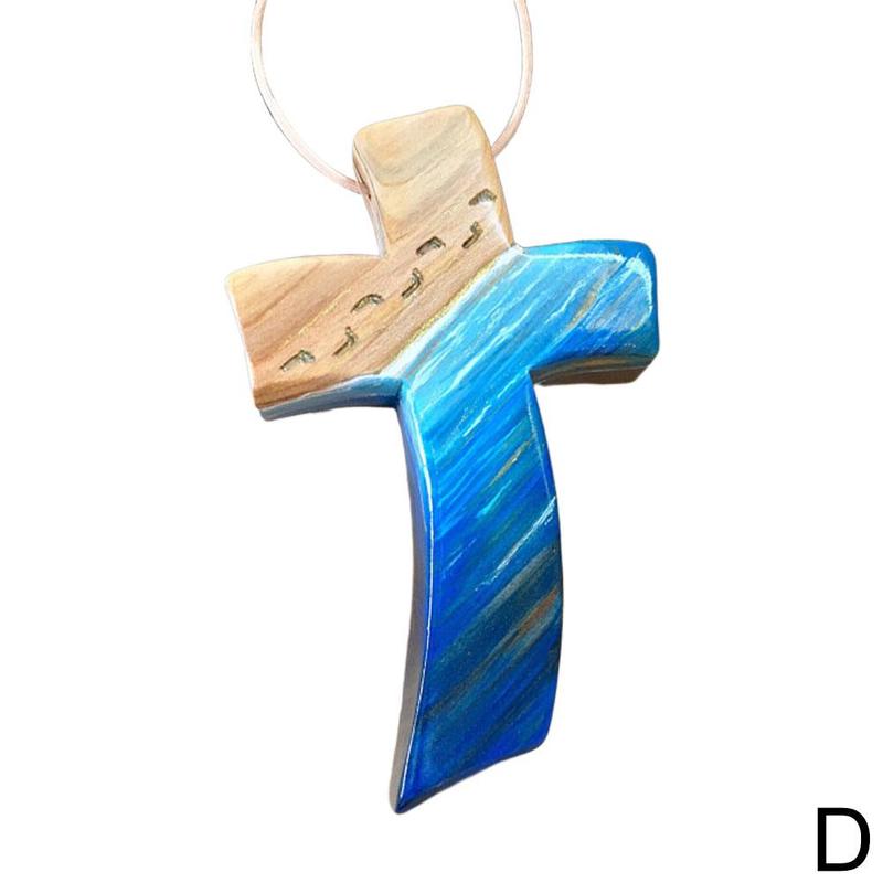 Handgemaakt Houten Kruis Hangend Ornament - Christelijke Woondecoratie - Lichtgewicht: D