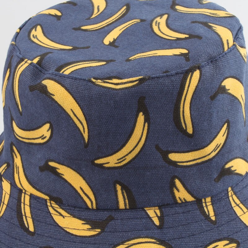 -Zomer Outdoor Emmer Hoed Unisex Zomer Emmer Cap Banana Print Vissen Visser Hoed Casual Mode Platte Hoeden Navy blauw