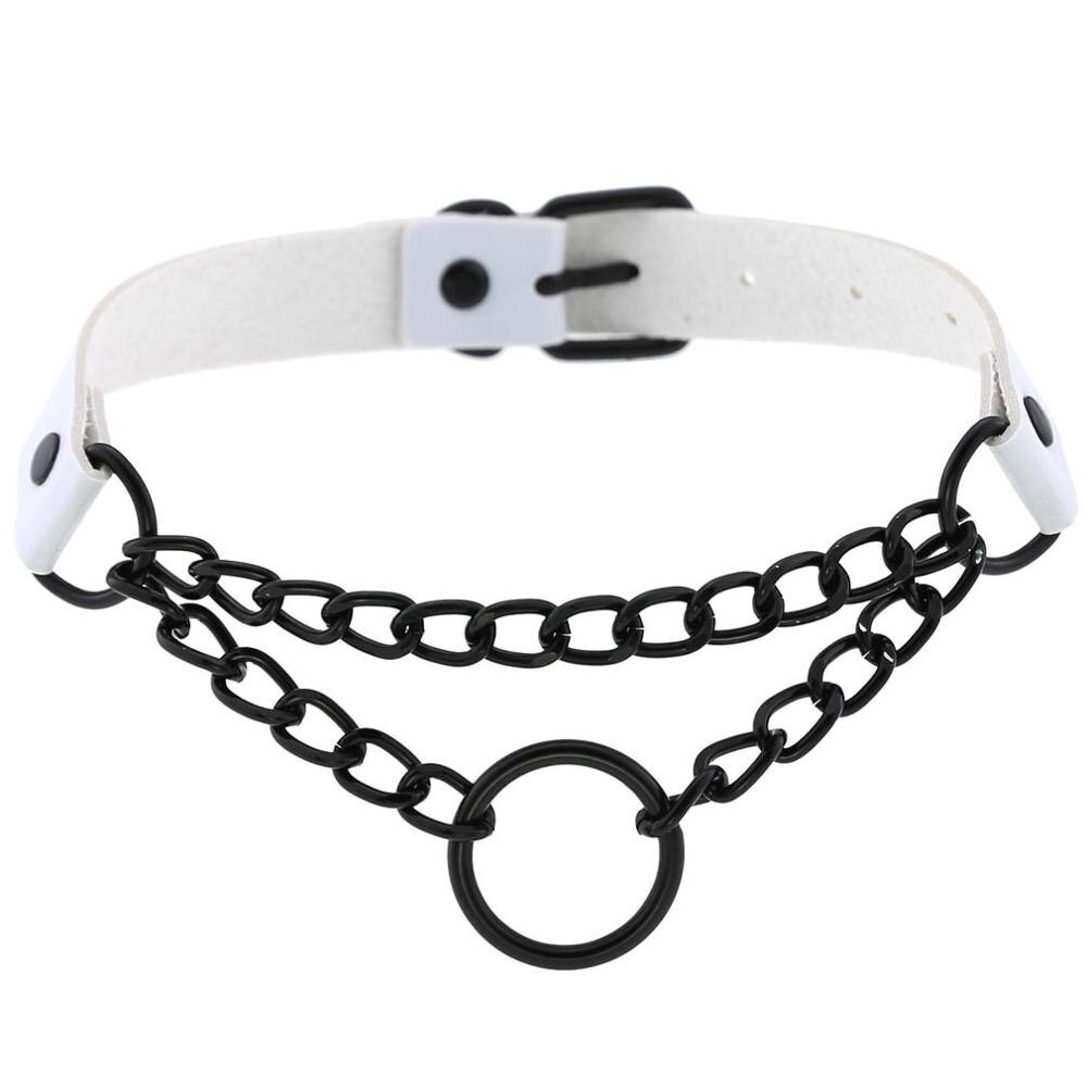 Schwarz Gothic O Kette choker kragen harajuku Punk Choker frauen mädchen schwarz leder chocker emo Kawaii hexe schmuck: white