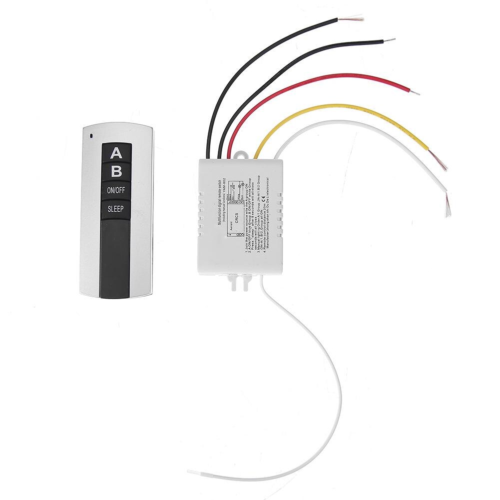 1/2/3 kanals på/av 220v trådløs fjernkontroll bryter mottaker sender for lampe lys elektrisk utstyr: 2 kanaler