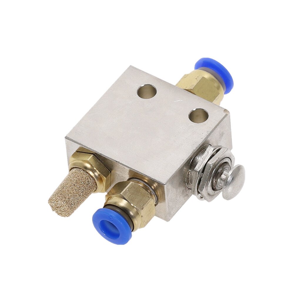 TAC2-31P 1/8" Male thread 2 Position 3 Way Metal Push Button Switch Mechanical Valve Pneumatic Exhaust valve w Fittings
