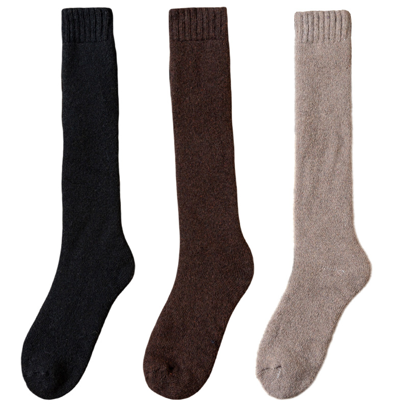 3 pares de calcetines de lana gruesos y cálidos hasta la rodilla para hombre, calcetines de pantorrilla Merino para hombre, calcetines informales de felpa de Cachemira, medias de para hombre: Multicolor