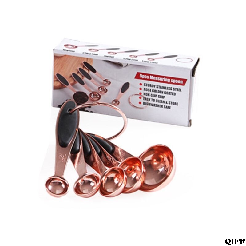 10-Piece Copper Measuring Cups and Measuring Spoon Set Stainless Steel with Soft: 5pcs