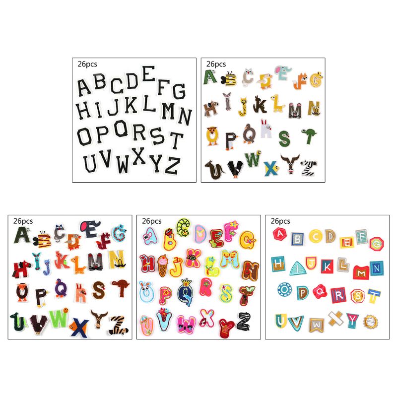 26 stk engelske bogstaver patches tegneserie dyr alfabet broderet applikations badge  lx9e