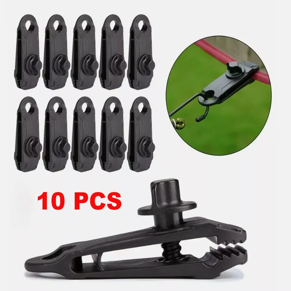 10PCS Tent Canopy Clip Outdoor Wind Rope Reusable Clamps Awning Tarpaulin Buckle Camping Mountaineering Shelters Accessories
