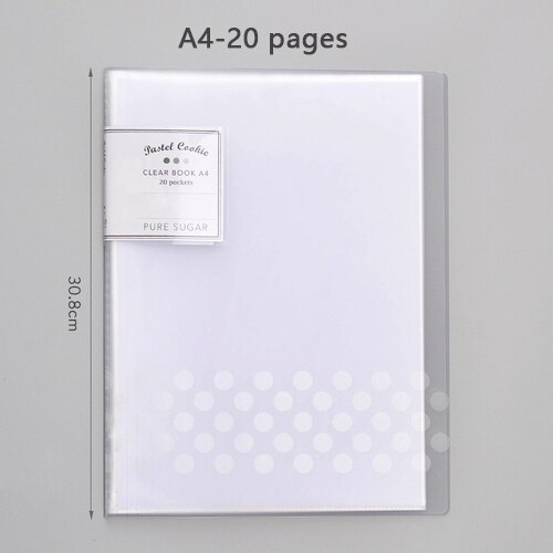 A4 multi-layer folder test paper storage school office supplies information book finishing paper files folder for documents: Transparent-20 pages