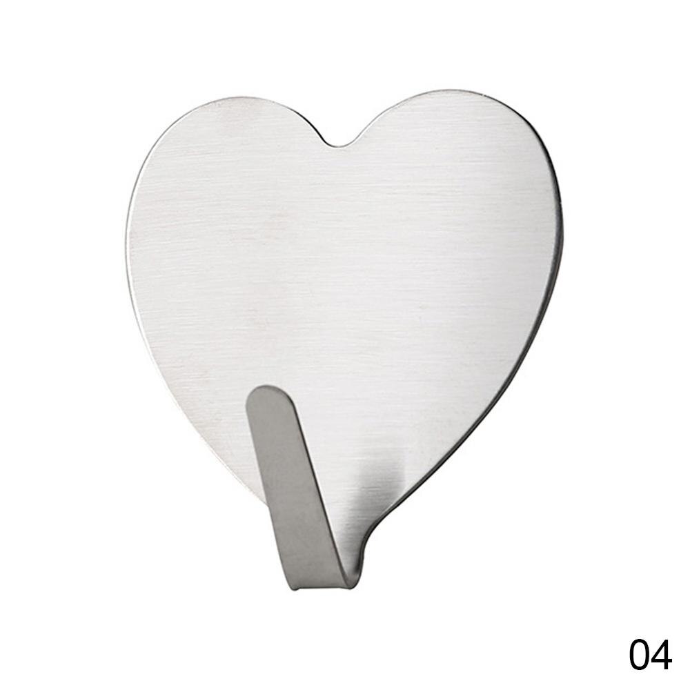 2 stk sød hjerteformet krog metal stærk klæbende pasta vægleje køkkenkrog sømløs hjertekrog drømmefangerkrog: 04