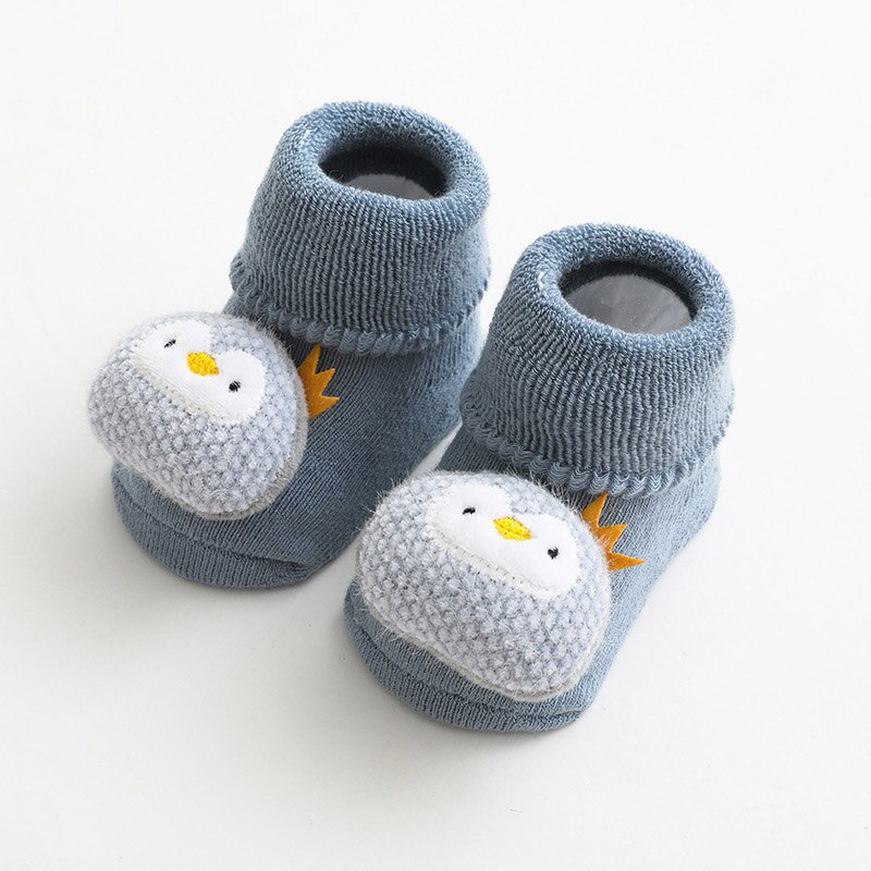Calcetines de dibujos animados para bebé, niño y niña, oso de conejo, antideslizantes, suaves y cálidos, para invierno y otoño, para interiores, de 1 a 3 años: blue