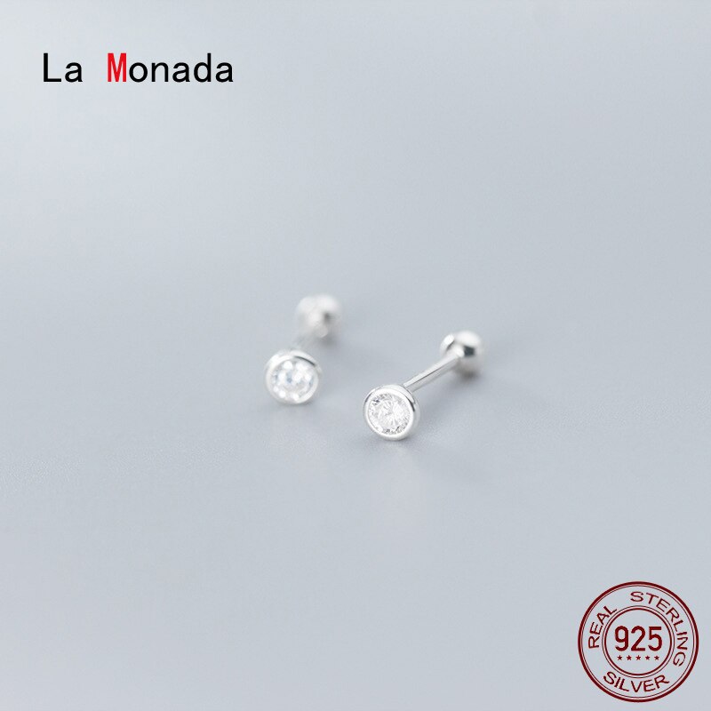 La Monada Runde Inlay Minimalistischen Sterling Silber Stud Ohrringe Frauen 925 Silber Schmuck Frau Ohrringe Stud Silber 925